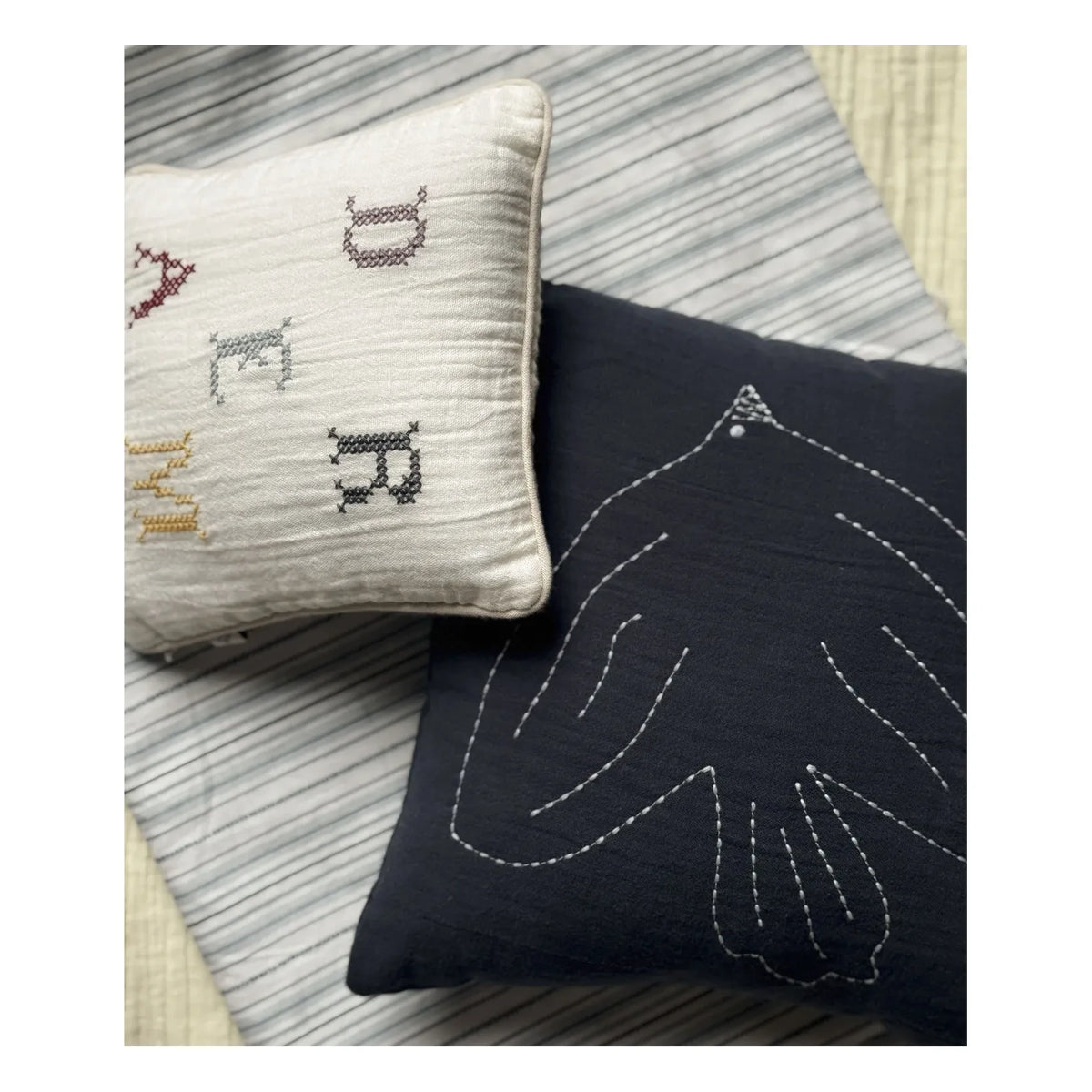 Editions Aimable - Hector Bird Cushion | Night Blue Muslin