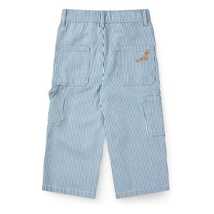 Copenhagen Colors - Striped Organic Cotton Gabardine Cargo Pants | Blue