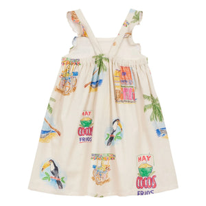 Arsène et Les Pipelettes - Twill Palm Bib Dress | Ecru
