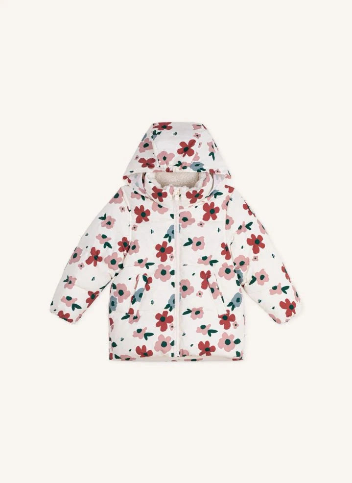 Petit Bateau - Floral Puffer Jacket | Ecru