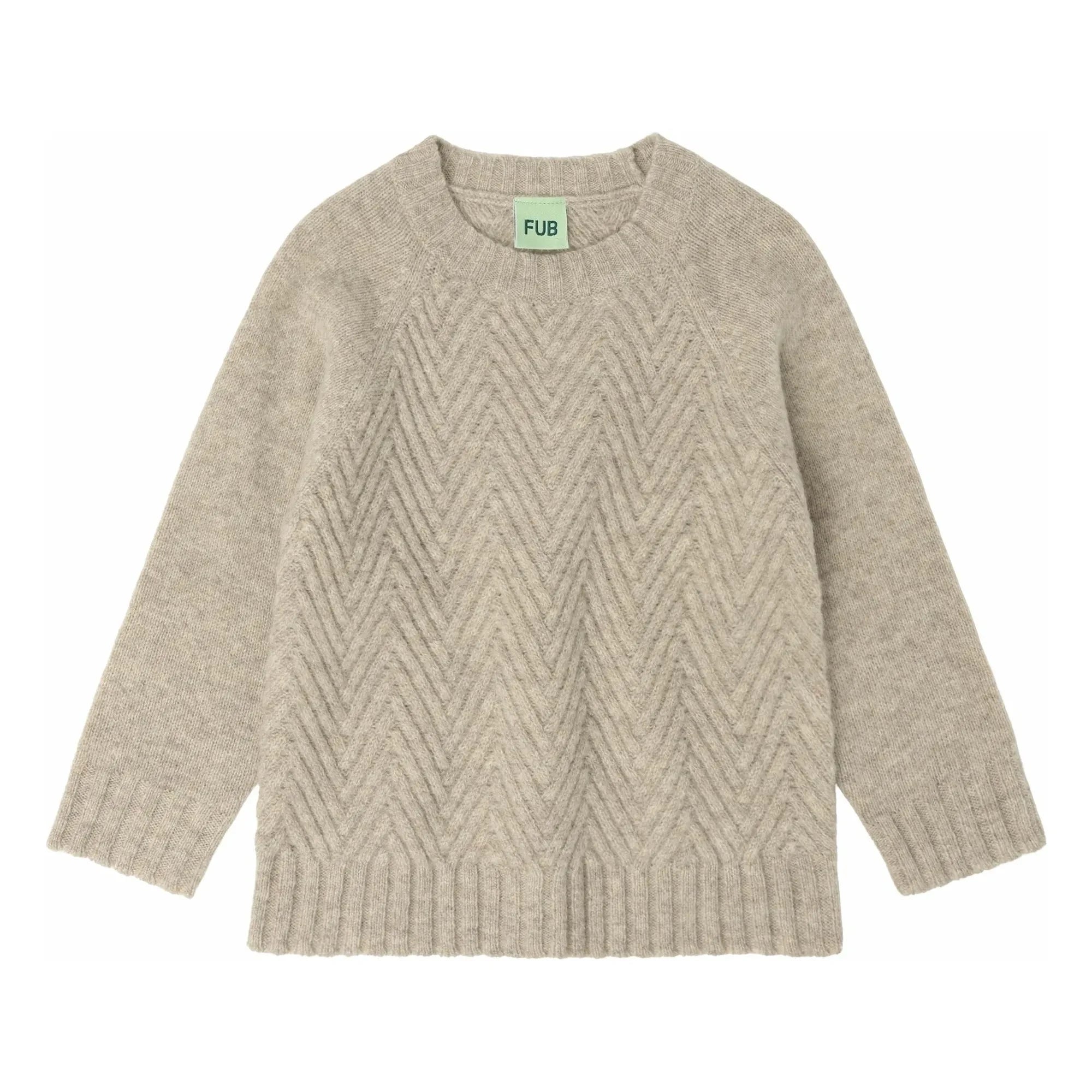FUB - Plain Lambswool Sweater | Heather Beige