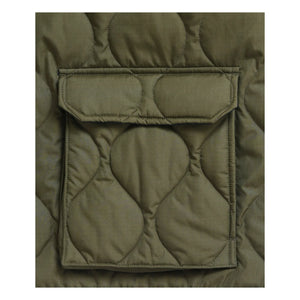Taion - Military Unisex Long Zip Quilted Coat | Olive Green