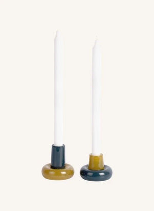 Present Time - Firenze Glass Candle Holders - Set of 2 | Lagoon Blue