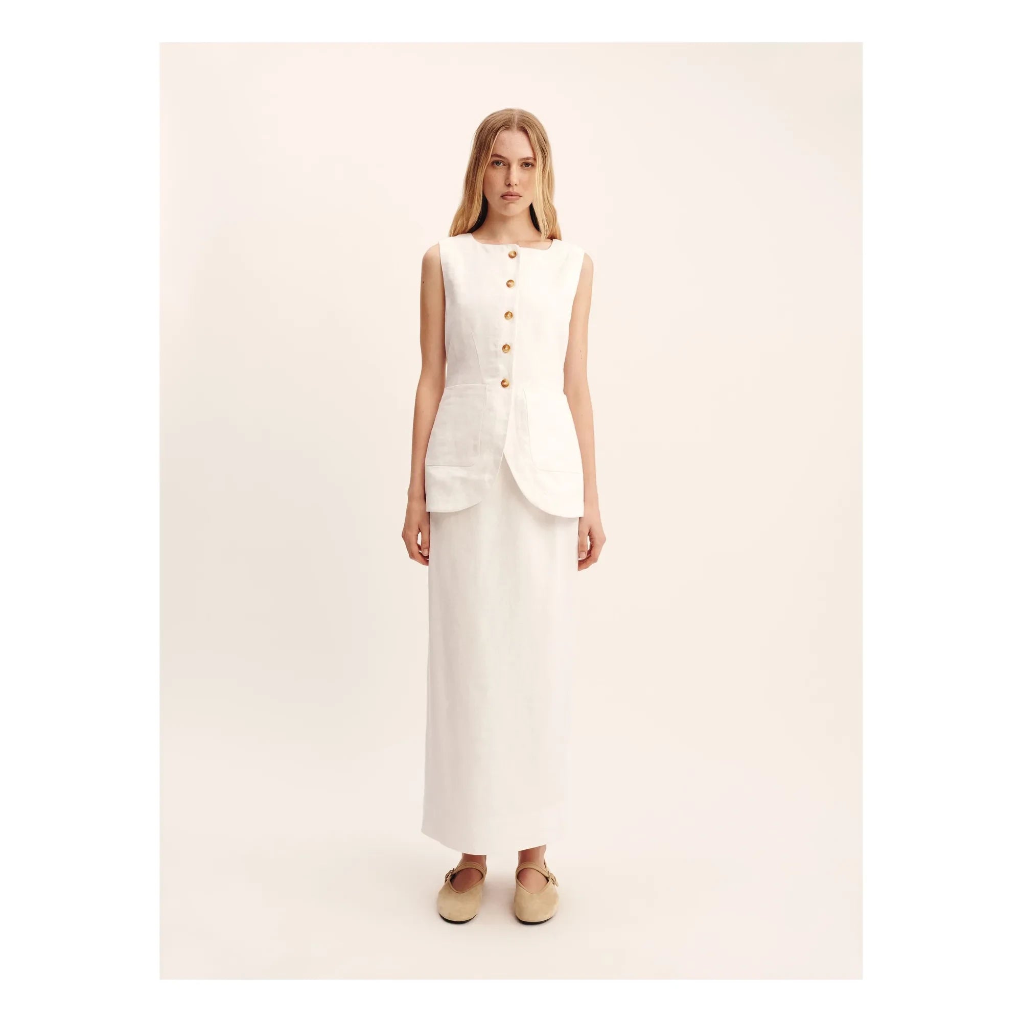 Posse - Emma Sleeveless Linen Vest | Cream