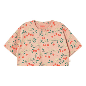 Tinycottons - Crop Cherry Organic Cotton T-Shirt | Pink