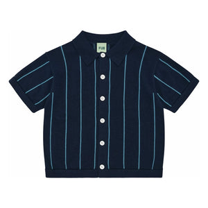FUB - Striped Shirt Extra Thin Mesh Organic Cotton | Navy Blue