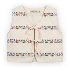 the new society - Embroidered Malva Flower Knots Cotton BCI | Ecru