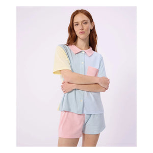 Petit Bateau - Green Block Striped Short Pajamas