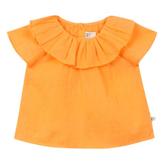 Arsène et Les Pipelettes - Organic cotton voile collared blouse | Orange