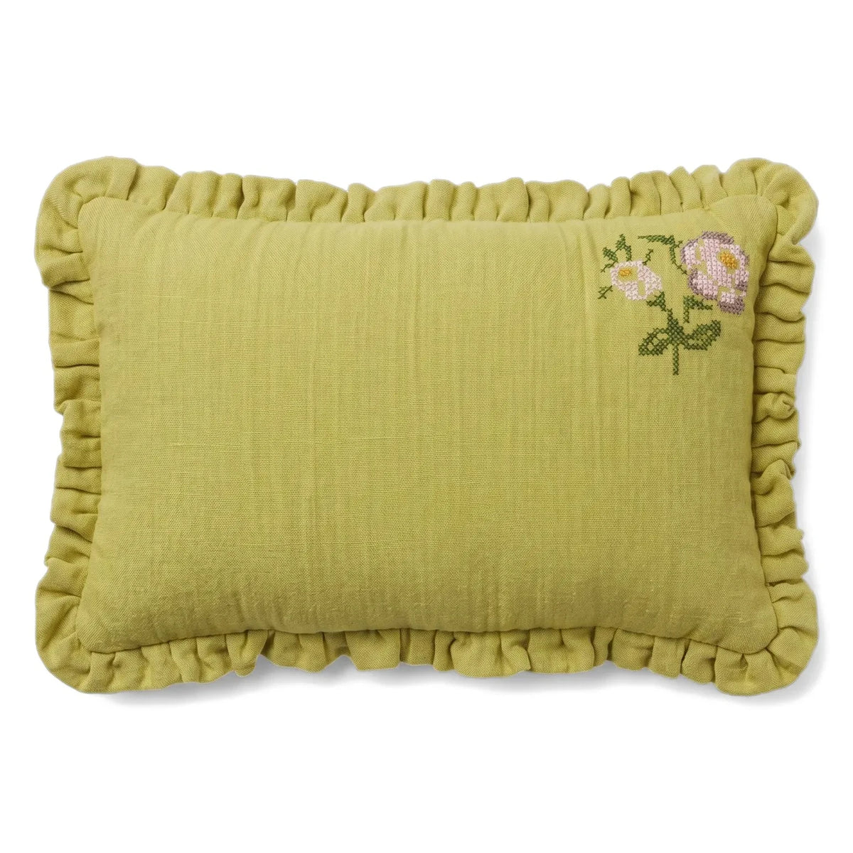 Editions Aimable - Camille Ruffled Pillow | Pistachio Green