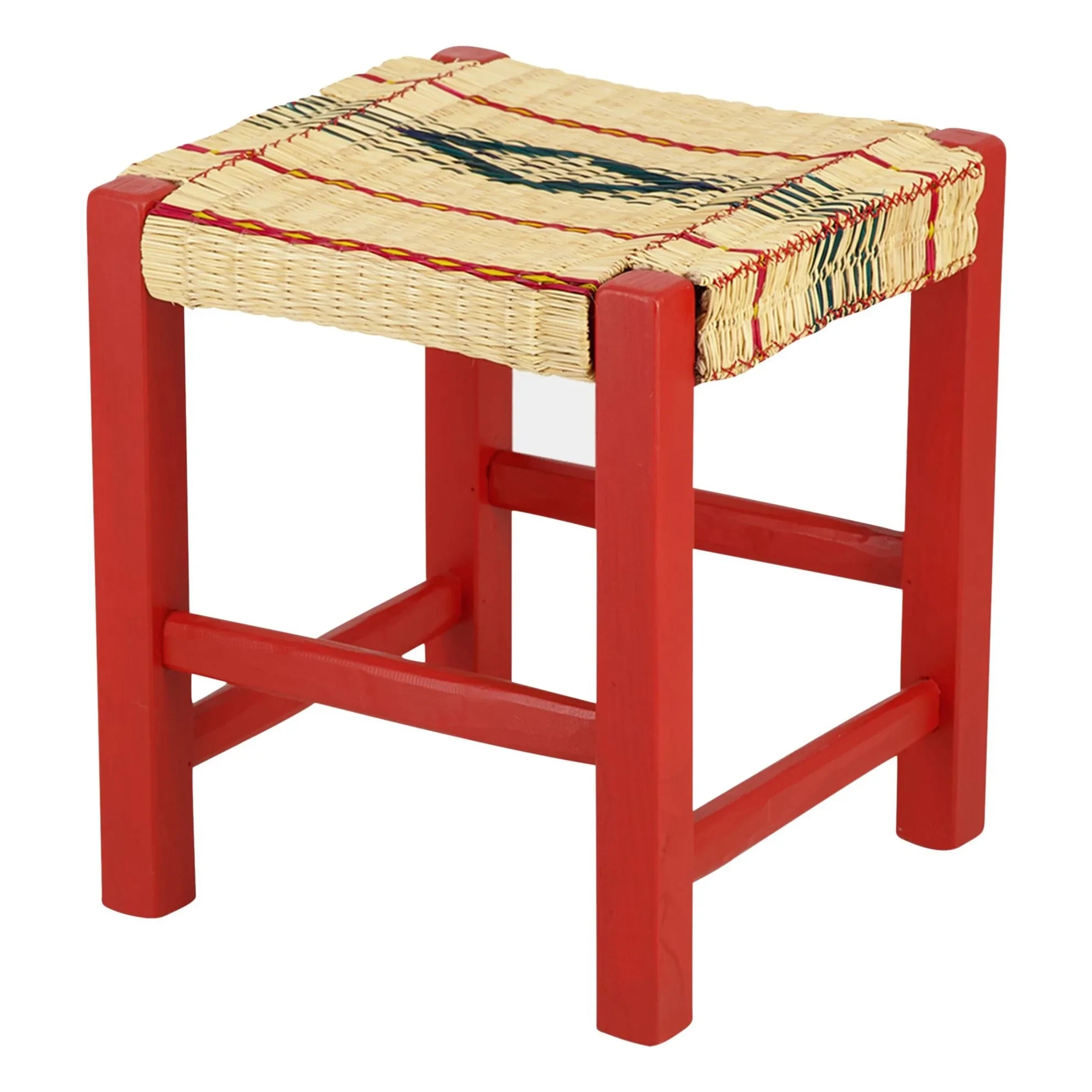 House of Capricorn - Coruche Woven Wicker Stool | Red