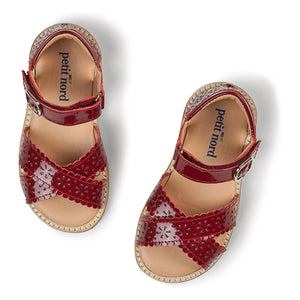 Petit Nord - Scallop Flower Sandals | Cherry Red