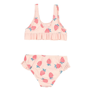 Búho - Strawberry Embossed Ruffled Swimsuit | Light Pink