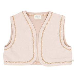 Jenest - Lily Embroidered Sleeveless Cardigan Organic Cotton | Lychee Pink