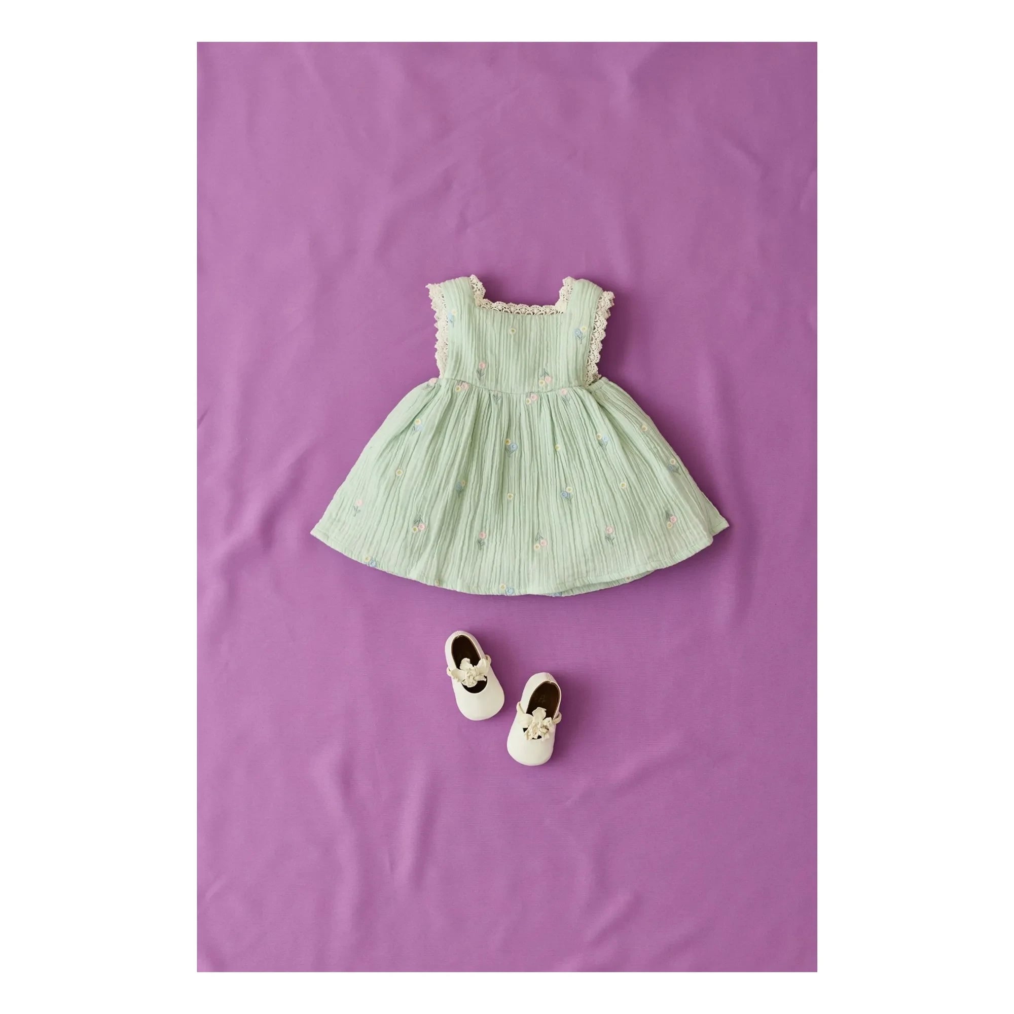 Louise Misha - Aloisa Fleurie Ruffled Bib Dress | Almond Green