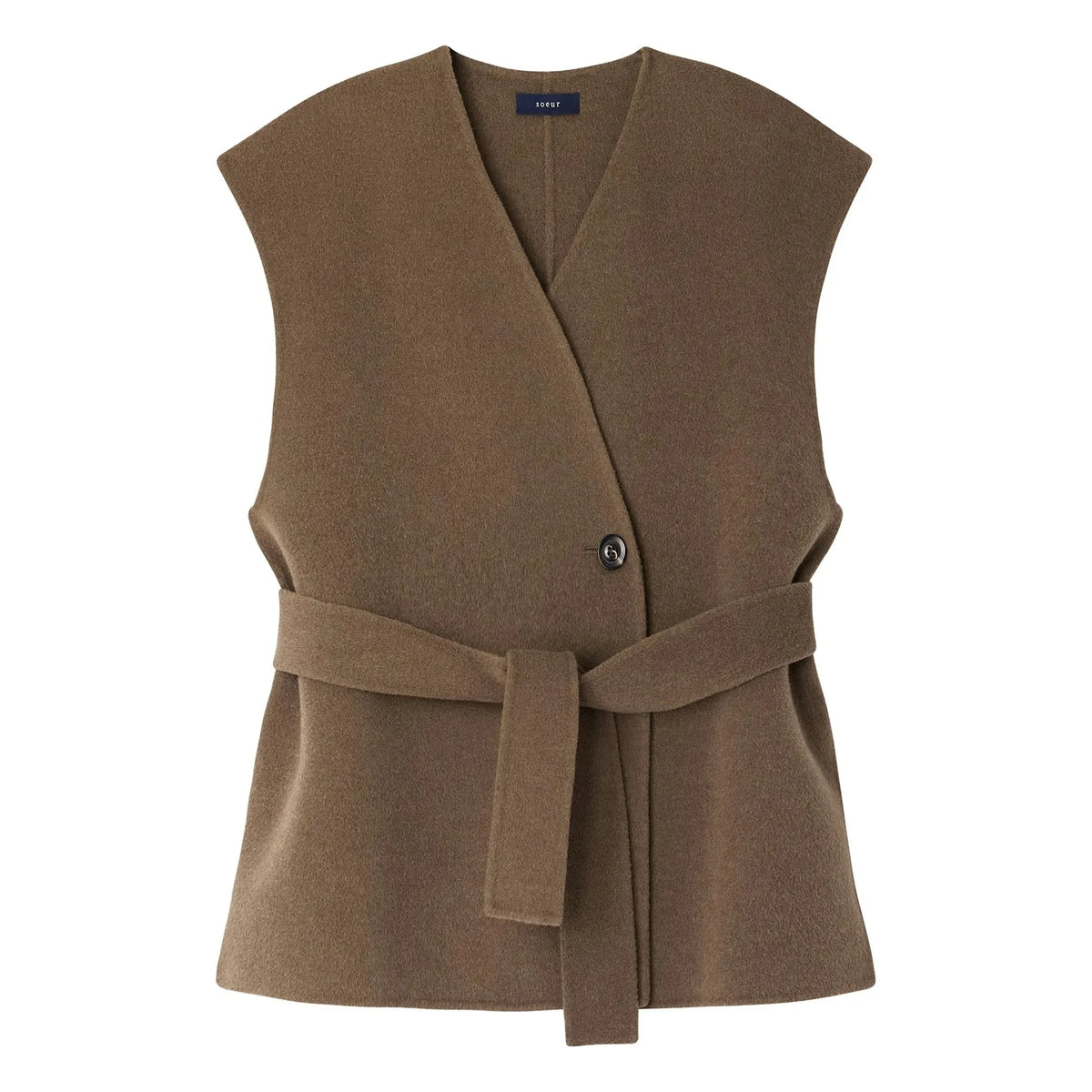 Soeur - Evasion Wool Sleeveless Jacket | Dark Beige