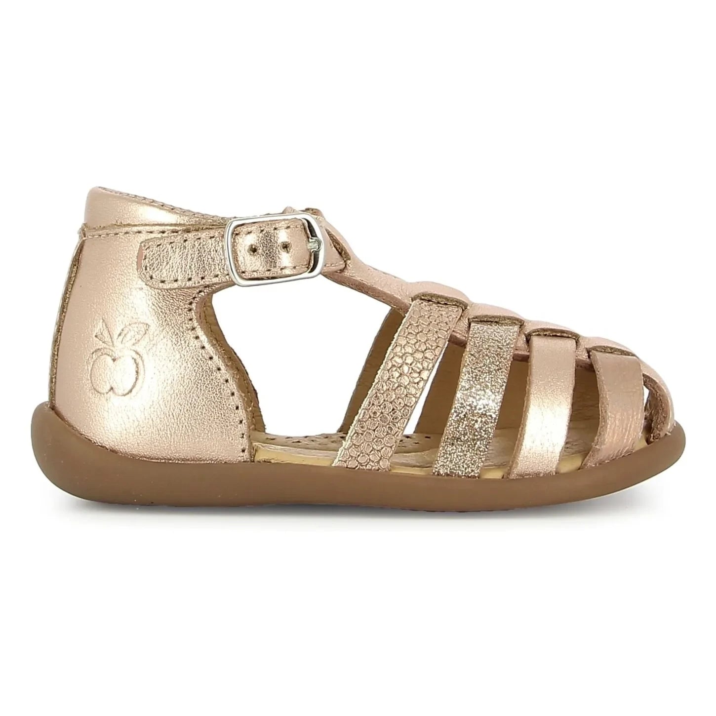 Pom d'Api - Metallic Heeled Sandals with Buckle Detail | Rose Gold