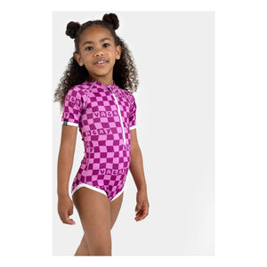 Beach & Bandits - Plaid Vacation Recycled Fiber UV Protection Swimsuit | Fuchsia