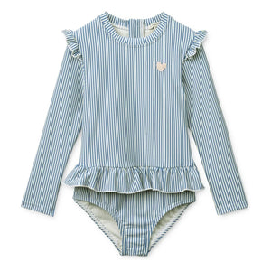 Liewood - Long Sleeve Swimsuit Sille Striped Seersucker Recycled Fiber | Blue