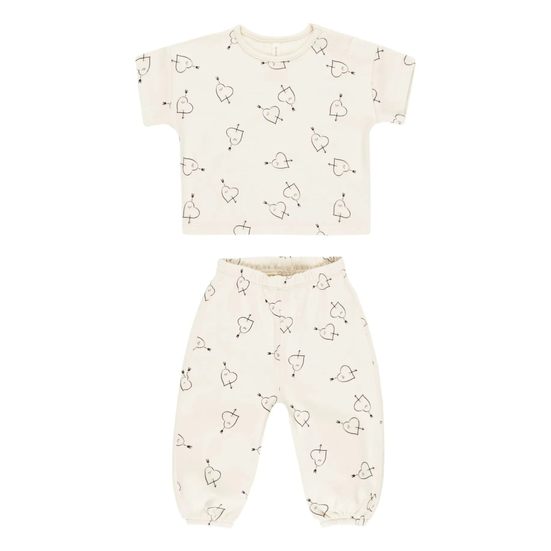 Quincy Mae - Heart T-Shirt and Pants | Ecru