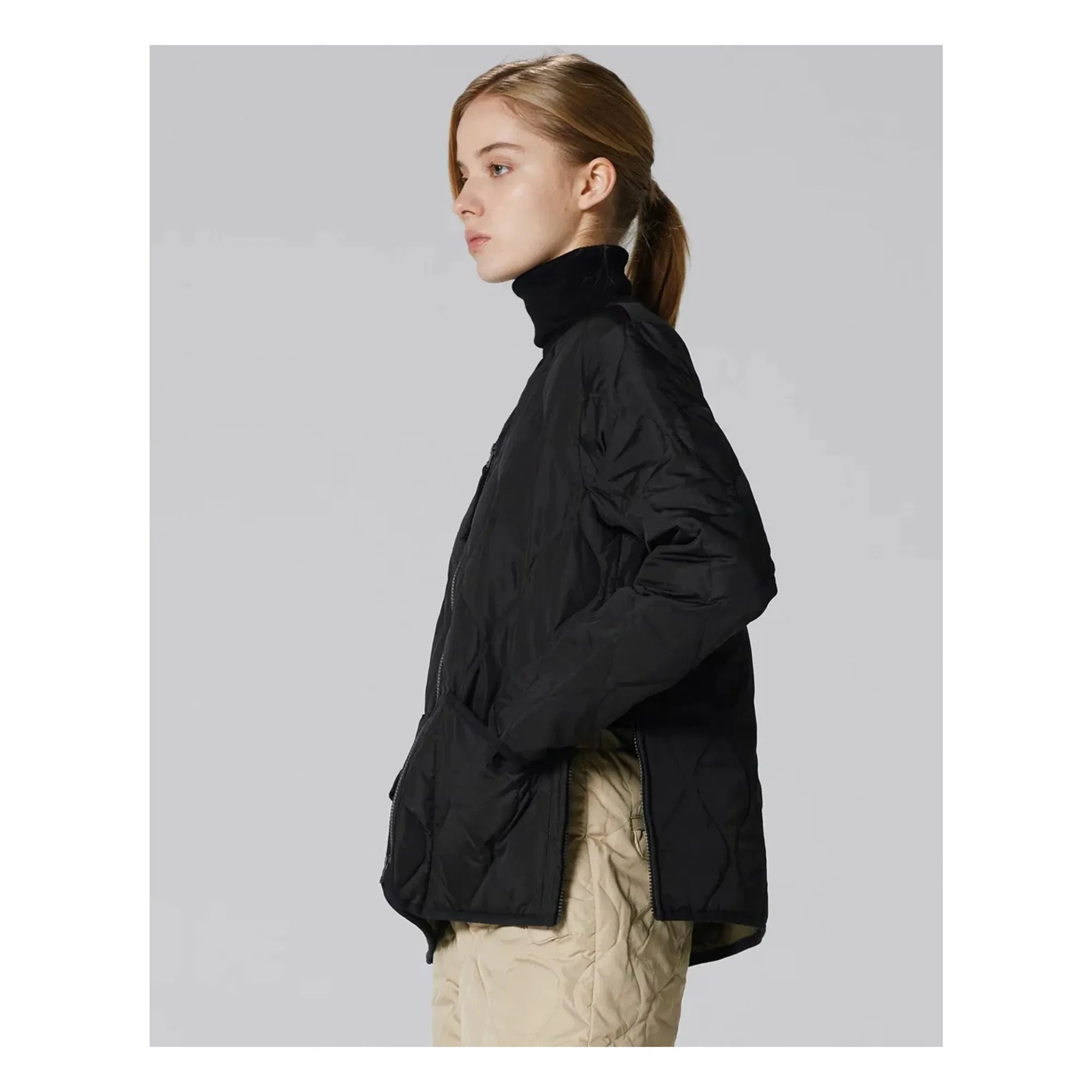 Taion - Unisex V-Neck Military Jacket | Black