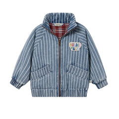 Goldie + Ace - Çizgili Denim Ceket | Mavi