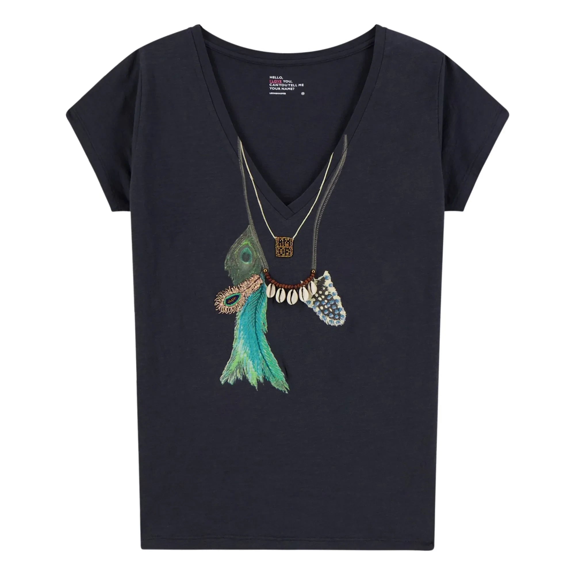 Leon & Harper - Tonton Feather Organic Cotton T-Shirt | Charcoal