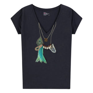 Leon & Harper - Tonton Feather Organic Cotton T-Shirt | Charcoal