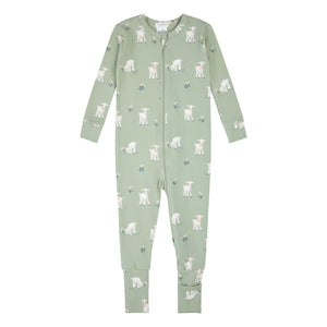 Petit Lem - Organic Cotton and Modal Lamb Leather Convertible Pajamas | Green