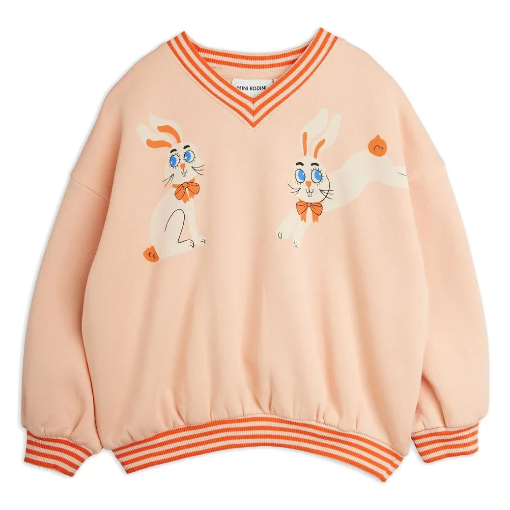 Mini Rodini - Crew neck sweatshirt Rabbits Organic cotton | Pink