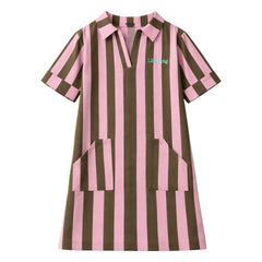 Lililotte - Romane Striped Woven Organic Cotton Dress | Olive