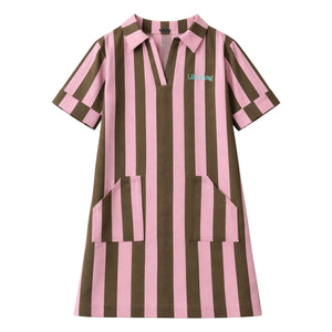 Lililotte - Romane Striped Woven Organic Cotton Dress | Olive