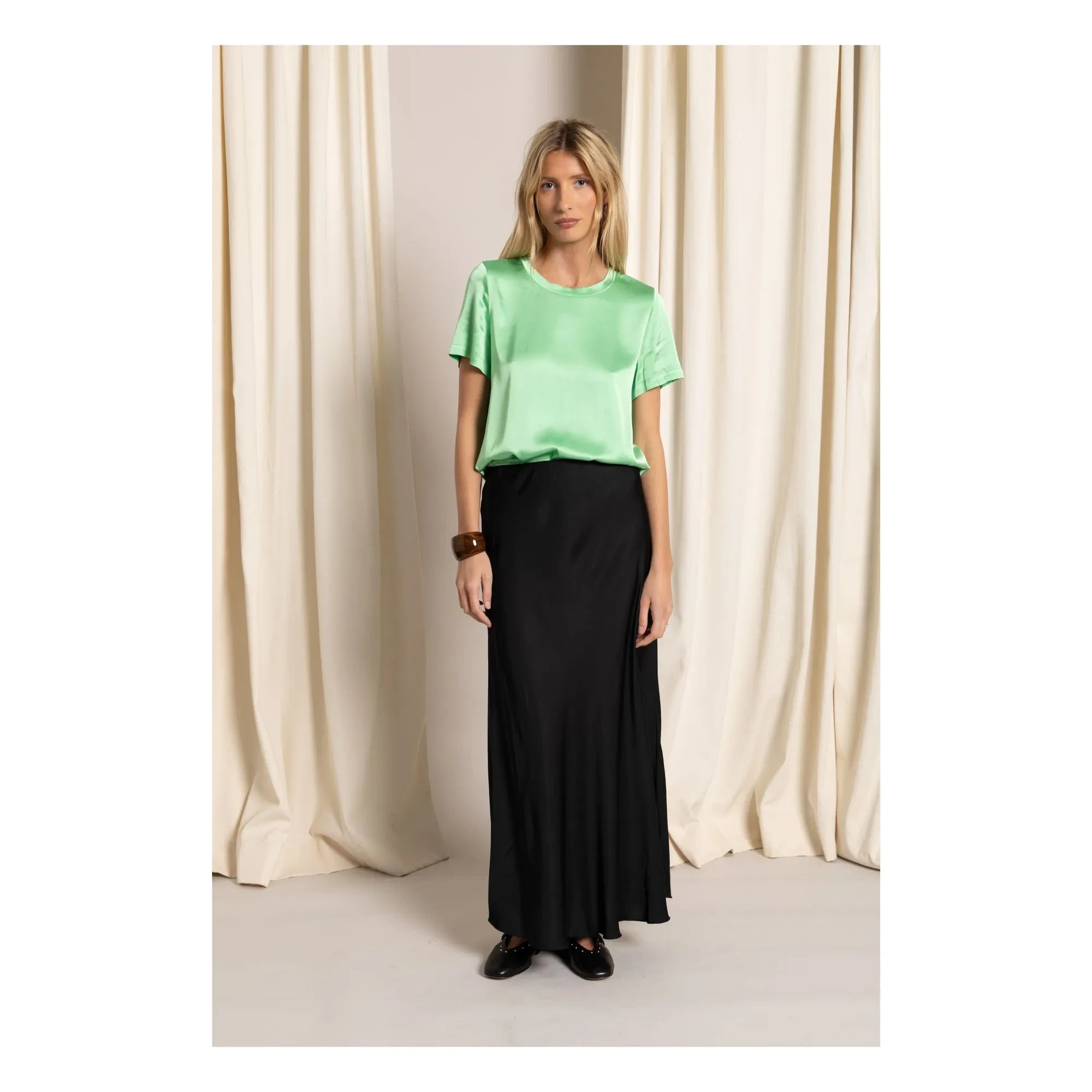 Smallable Woman - Satin Ankle Skirt | Black