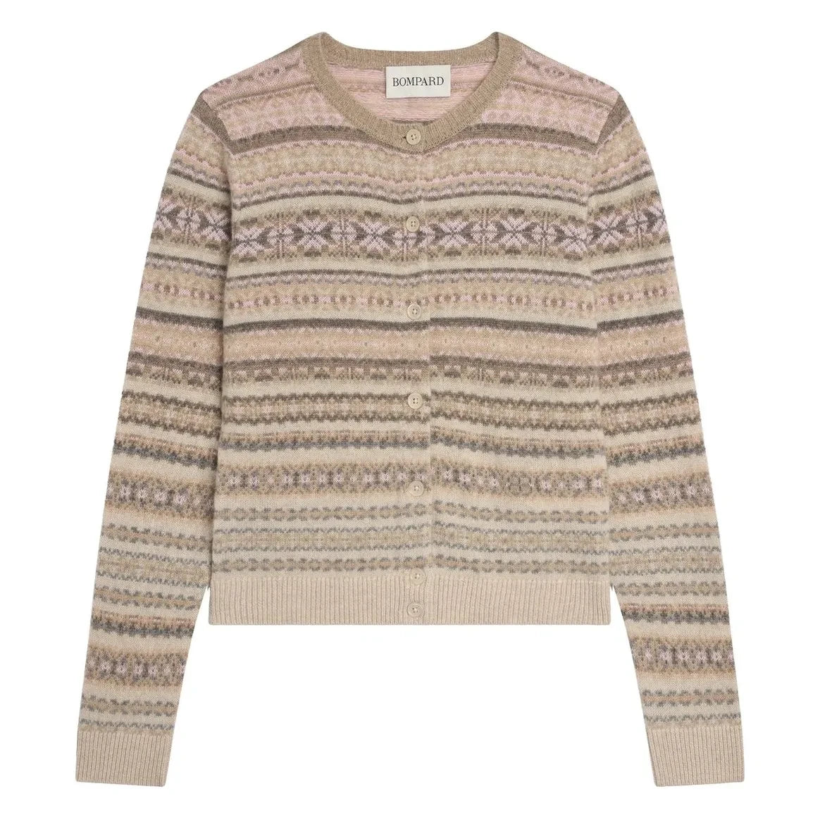 Bompard - Fair Isle Cashmere Cardigan | Rose Quartz