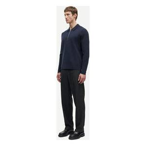 Samsoe Samsoe - Guna Long Sleeve Half-Zip Polo T-Shirt | Navy Blue