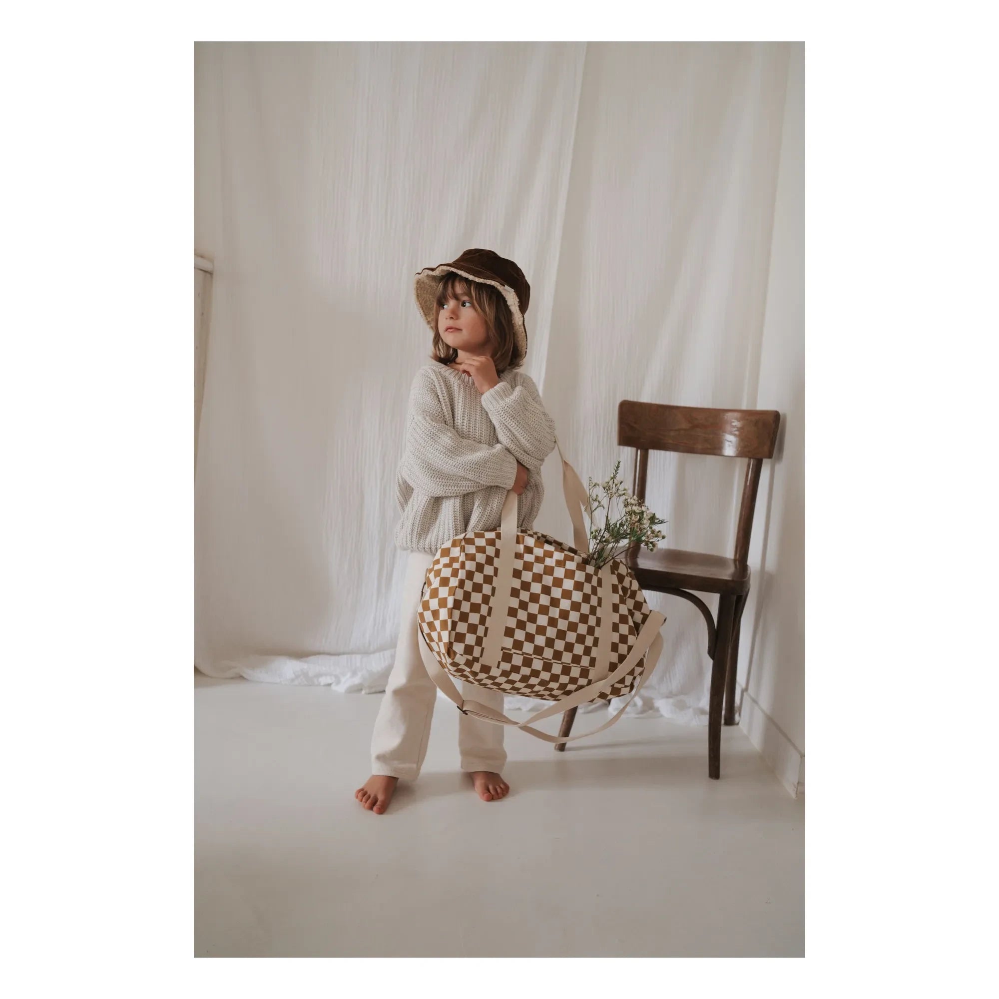 Rose in April - Raphael Check Baby Diaper Bag | Caramel
