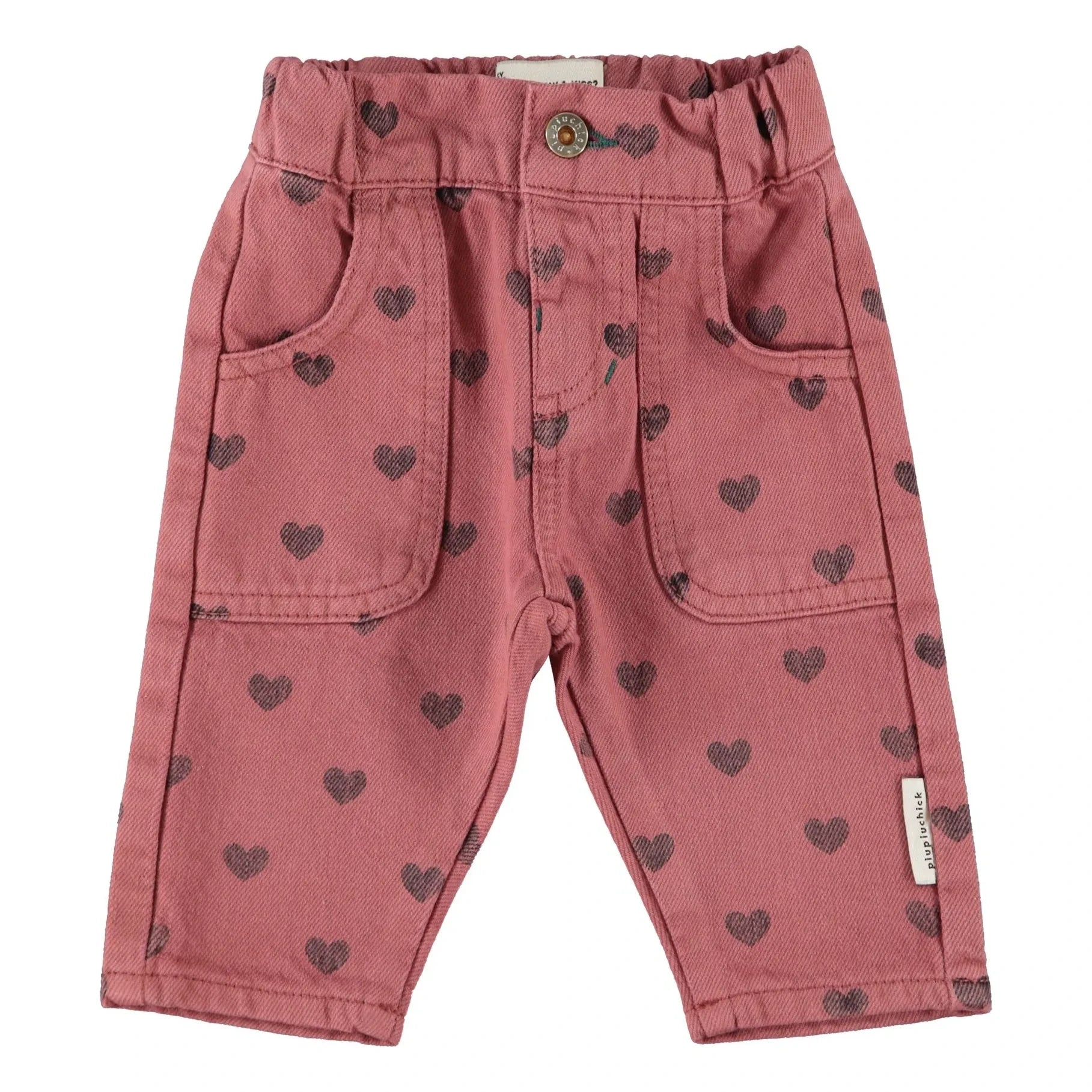 Piupiuchick - Organic Cotton Baby Heart Trousers | Pink