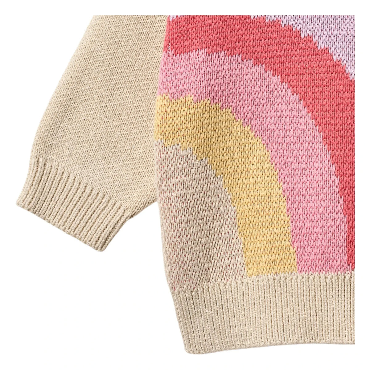 Wheat - Solveig Rainbow Organic Cotton Jacquard Sweater | Ecru
