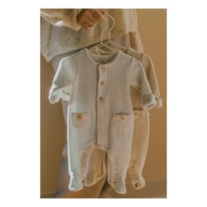 1+ in the family - Metz Çizgili Ayaklı Tulum | Açık Mavi
