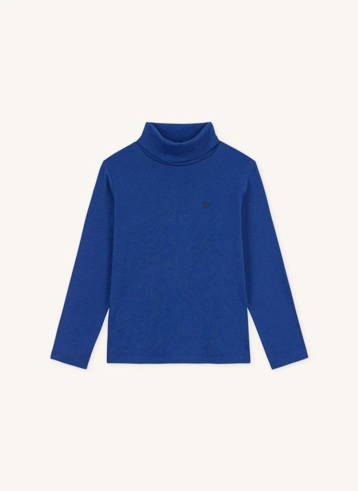 Petit Bateau - Organic cotton logo turtleneck top | Blue