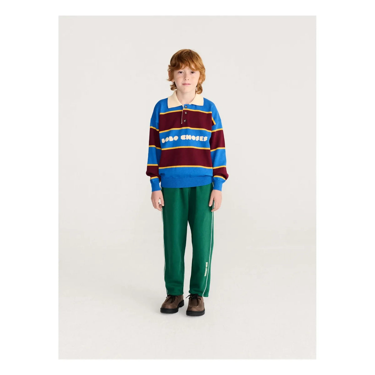 Bobo Choses - Striped organic cotton polo-neck sweater | Blue