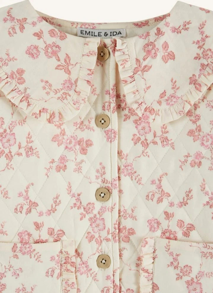 Emile et Ida - Organic Cotton Fleurie Quilted Jacket | Ecru