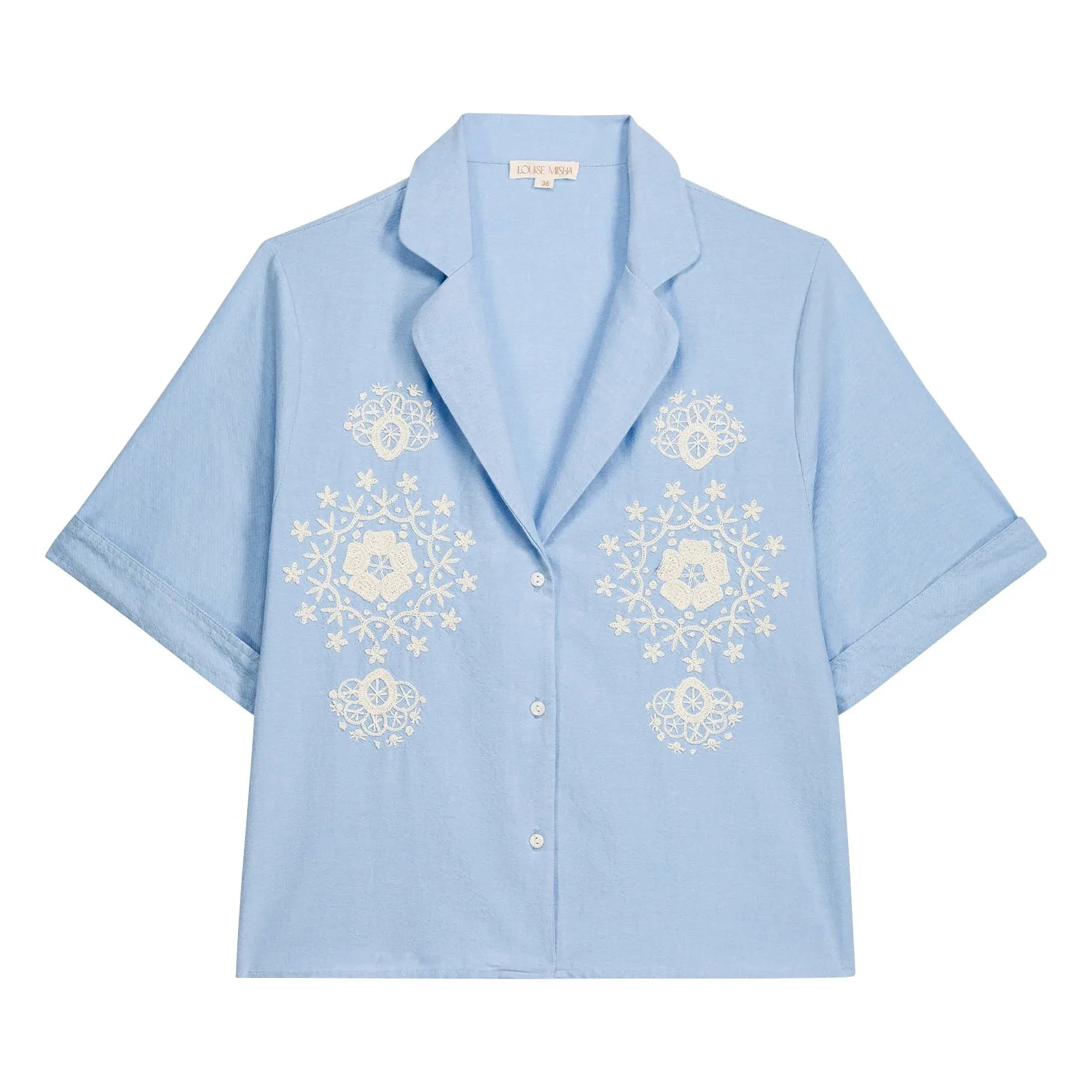 Louise Misha - Emilius organic cotton shirt | Light blue