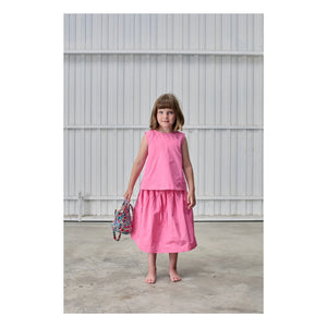 Tangerine - Gathered Waist Midi Skirt | Pink