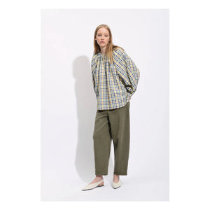 BELLEPIECE - Ernesto Cotton Check Blouse | Blue