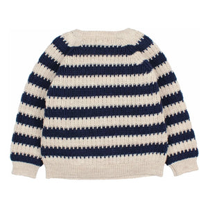 Búho - Striped Wool Alpaca Sweater | Navy