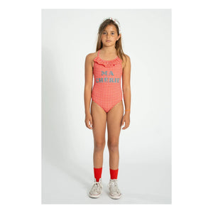 Piupiuchick - Ma Chérie Recycled Fiber Checked Swimsuit | Red