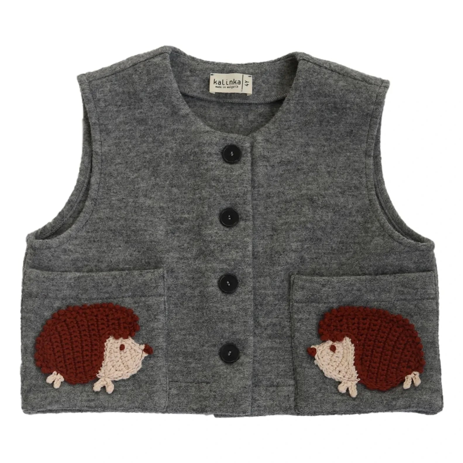 Kalinka - Hedgehog Felt Wool Sleeveless Vest | Gray