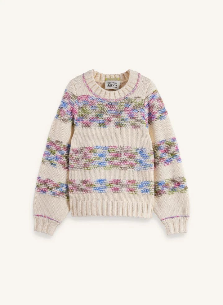 Scotch & Soda - Striped Rainbow Sweater Recycled Fibers | Beige