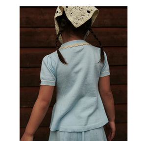 Copenhagen Colors - Organic Cotton Polo Shirt with Dotted Collar Detail | Ice Blue